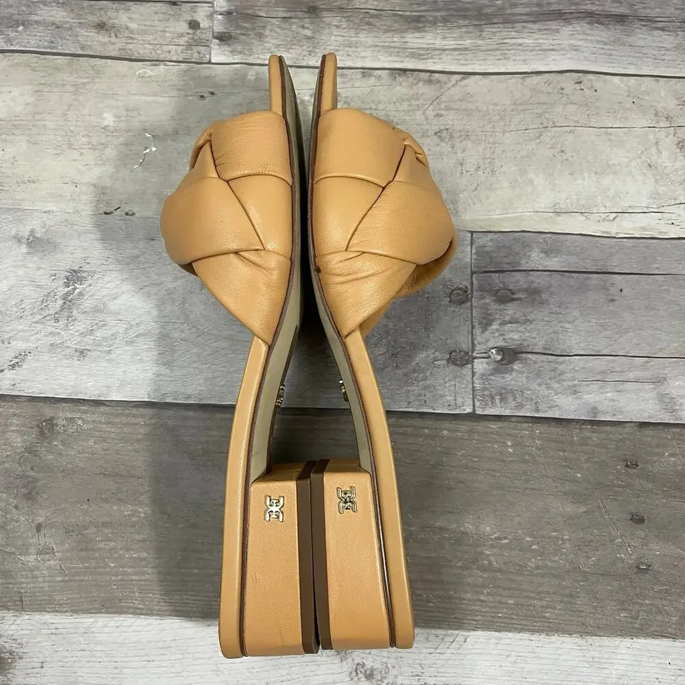 Sam Edelman Dawson Square Toe Quilted Leather Slide Sandals Size 10 Beige - Picture 11 of 15